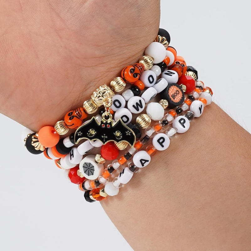 Lonext Halloween Bracelets Stackable Heishi Beaded Stretch Bracelets - Image 4